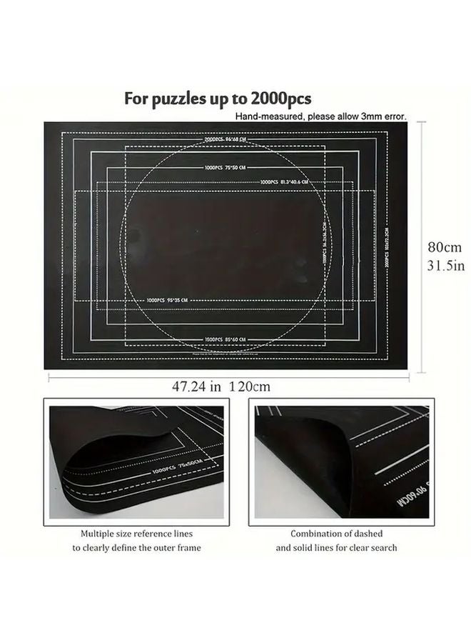 Black Felt Puzzle Mat For 1500 Pcs Jigsaw Puzzles With Sorting Tray And Carrying Bag - Image 4