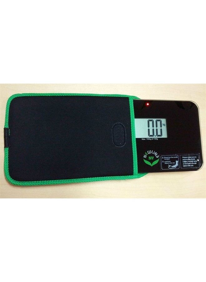 NEWLINE NY - NewlineNY Step-on Super Mini Smallest Travel Bathroom Scale with Protection Sleeve: SBB0638SM-BK (Black) + NY-SMS-S001-BG - Image 1