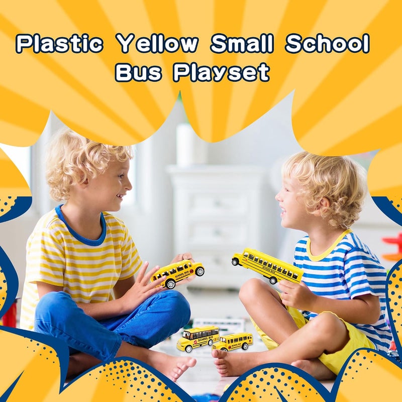 Restroma 8 Pcs School Bus Toy Pull Back School Bus Yellow School Bus for Boys Girls Kids Birthday Gifts Classroom Rewards, 3 Style - Image 4