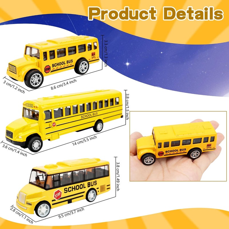 Restroma 8 Pcs School Bus Toy Pull Back School Bus Yellow School Bus for Boys Girls Kids Birthday Gifts Classroom Rewards, 3 Style - Image 2
