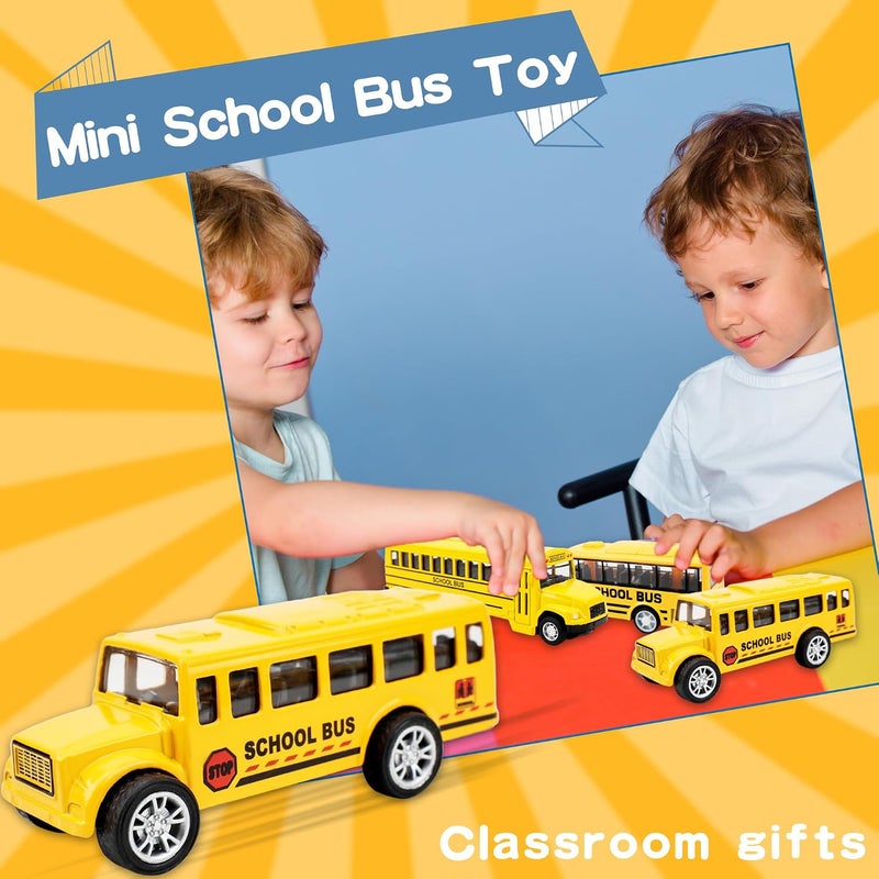 Restroma 8 Pcs School Bus Toy Pull Back School Bus Yellow School Bus for Boys Girls Kids Birthday Gifts Classroom Rewards, 3 Style - Image 3
