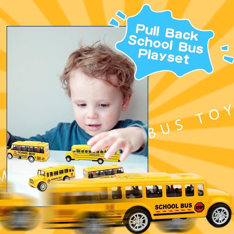 Restroma 8 Pcs School Bus Toy Pull Back School Bus Yellow School Bus for Boys Girls Kids Birthday Gifts Classroom Rewards, 3 Style - Image 5