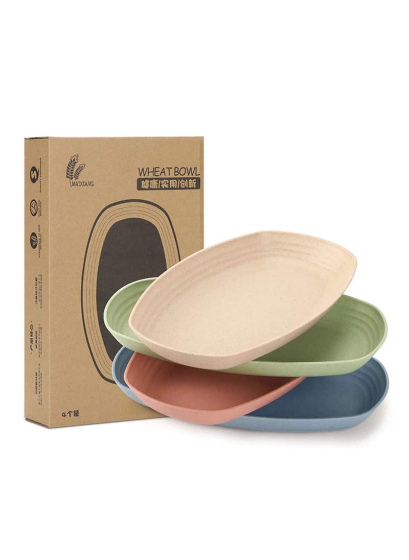 Y&D - Wheat Straw Plates 4 Pack, Dish Unbreakable Ligtweight Biodegradable Appetizer Cereal Dinner Plates, Tableware for Snack Salad Noodle Pasta Kids, Toddler & Adult - Colors - Image 1