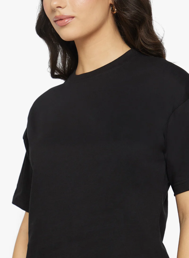 جينجر بيسيكس Cotton Boxy Cropped T-shirt