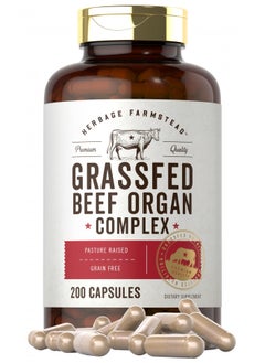 Grass Fed Beef Organ Complex 3250mg | 200 Capsules | Pasture Raised, Grain Free Supplement | with Desiccated Liver, Kidney, Pancreas, Heart, Spleen | Non-GMO, Gluten Free | by Herbage Farmstead - pzsku/Z8516204680E9A79A80FBZ/45/_/1730140864/e3e1b4ec-6395-4013-845e-f8170d563f6b