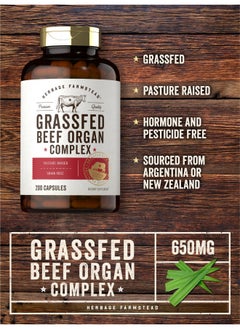 Grass Fed Beef Organ Complex 3250mg | 200 Capsules | Pasture Raised, Grain Free Supplement | with Desiccated Liver, Kidney, Pancreas, Heart, Spleen | Non-GMO, Gluten Free | by Herbage Farmstead - pzsku/Z8516204680E9A79A80FBZ/45/_/1730140871/1e58716f-a160-4dc8-a5b4-15ccd7008850