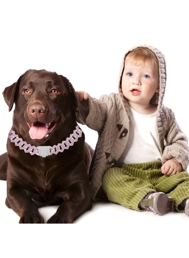 KOLODOGO Metal Cuban Diamond Dog Chain Dog Training Chain with Secure Buckle Pet Collars for Large Medium Dogs