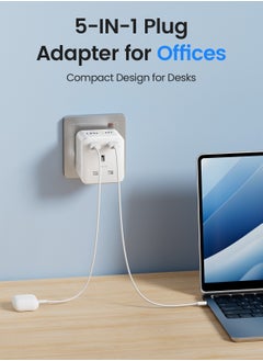 Lencent Multi Plug Extension with 2 USB, 3 Way 3 Plugs Socket adapter, 5-in-1 Cube Electrical Extender Outlet Adaptor, USB Wall Charger, 3 Pin Plug Expander for Home, Office, Kitchen, 13A 3250W  - Image 4