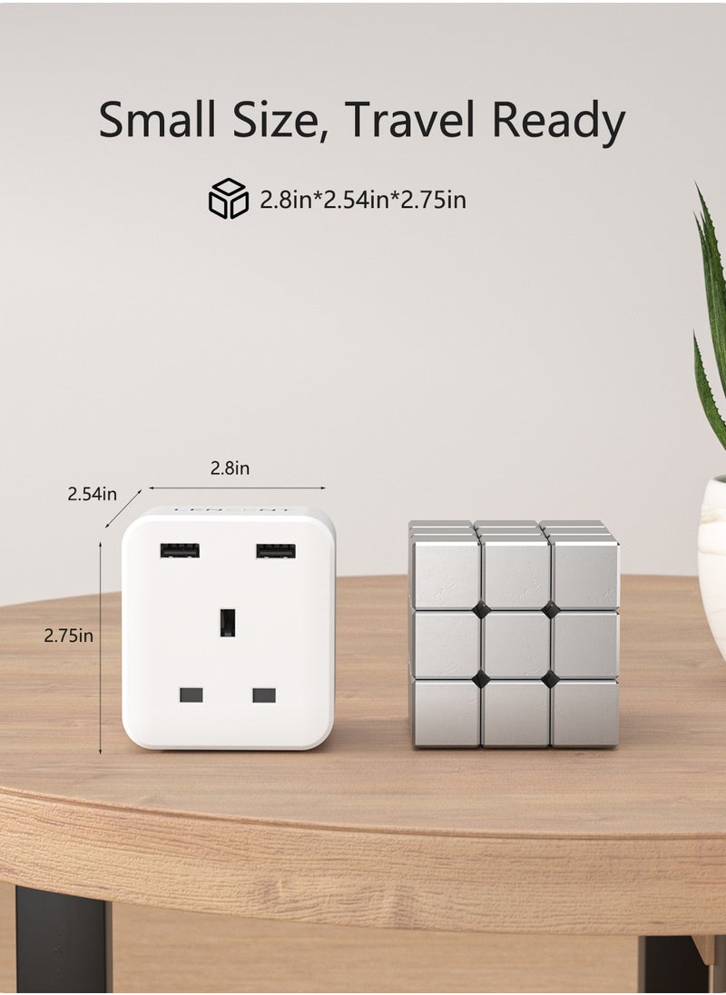Lencent - Multi Plug Extension with 2 USB, 3 Way 3 Plugs Socket adapter, 5-in-1 Cube Electrical Extender Outlet Adaptor, USB Wall Charger, 3 Pin Plug Expander for Home, Office, Kitchen, 13A 3250W - Image 1