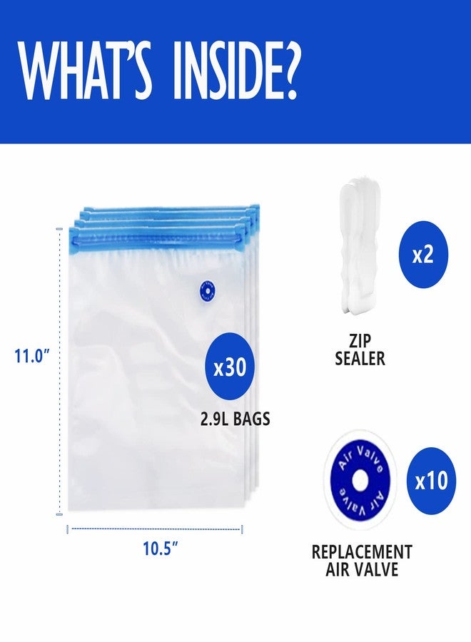 VICARKO 30 Vacuum Zipper Bags, Vacuum Sealer Bags, Food Storage, Reusable Bags, with Double Layers, BPA Free, 2.9L, 11.0 x 10.5" - Image 2