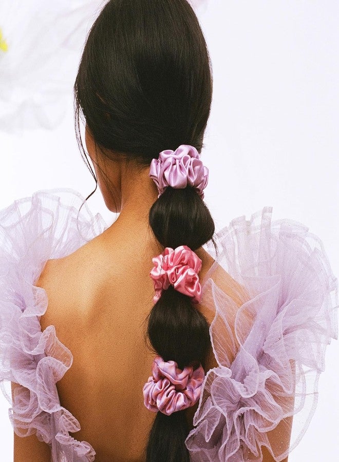 slip Large Scrunchies: Elevate Your Hair Game with Anti-Crease, Anti-Breakage Design, Crafted from Slipsilk™, Belleflower: 3 Pure Silk Scrunchies in Iris, Wildflower, and Rose - Image 3