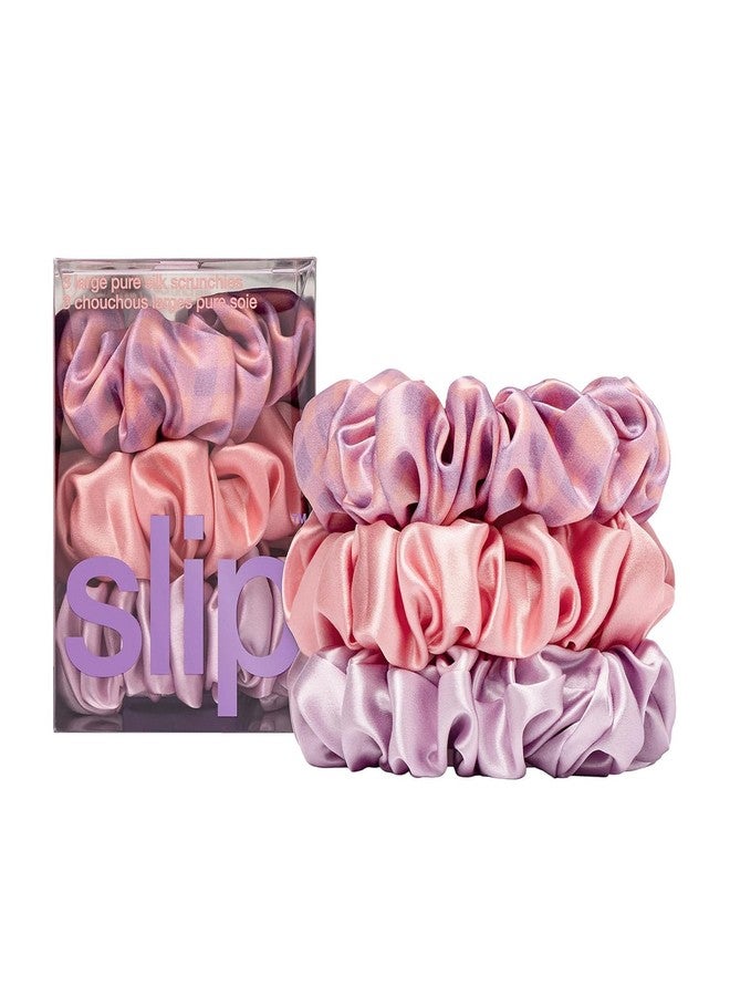 slip Large Scrunchies: Elevate Your Hair Game with Anti-Crease, Anti-Breakage Design, Crafted from Slipsilk™, Belleflower: 3 Pure Silk Scrunchies in Iris, Wildflower, and Rose - Image 1