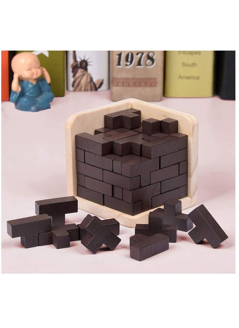 KASTWAVE - MAKINGTEC Wooden Brain Teaser Puzzle Cube Wooden Puzzles T-Shaped Jigsaw Logic Puzzle Educational Toy for Kids and Adults for Unlock Interlock Puzzle Wooden Toys - Image 1