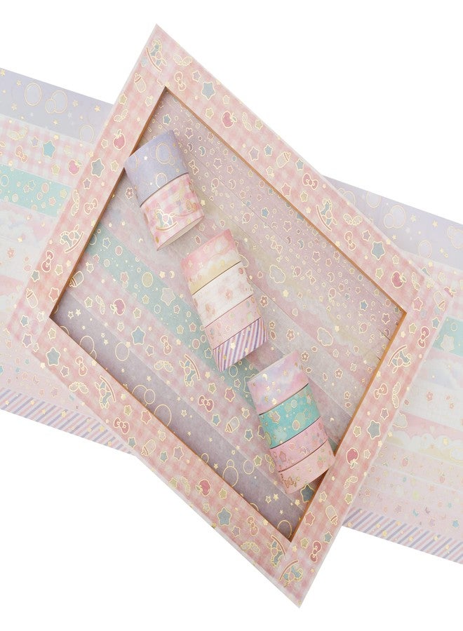 YUBX Masking Tape, Set of 10, Washi Tape, Creative Gold Foil Stamping, DIY Crafts, Journal, Notebook, Planner, Scrapbooking, Wrapping, Gift Decoration(Cute Pattern) - Image 3