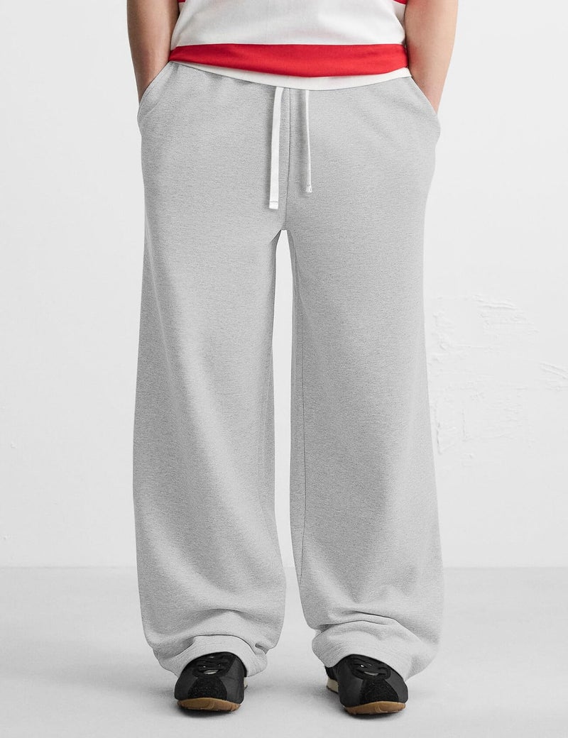 HeSaYep Men's Baggy Sweatpants Wide Leg Fleece Lined Lounge Sweat Pants Winter Thermal Cotton Athletic Pants Open Bottom Straight Leg Workout Pants with Pockets Grey L - Image 4