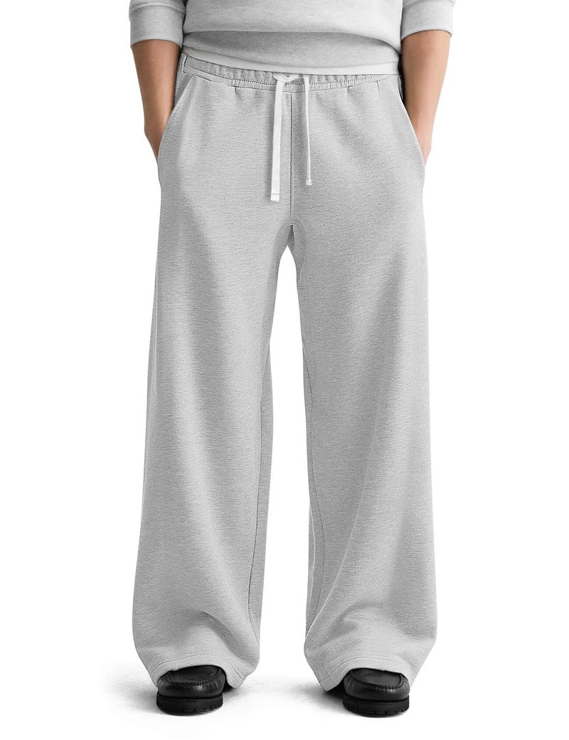 HeSaYep Men's Baggy Sweatpants Wide Leg Fleece Lined Lounge Sweat Pants Winter Thermal Cotton Athletic Pants Open Bottom Straight Leg Workout Pants with Pockets Grey L - Image 1
