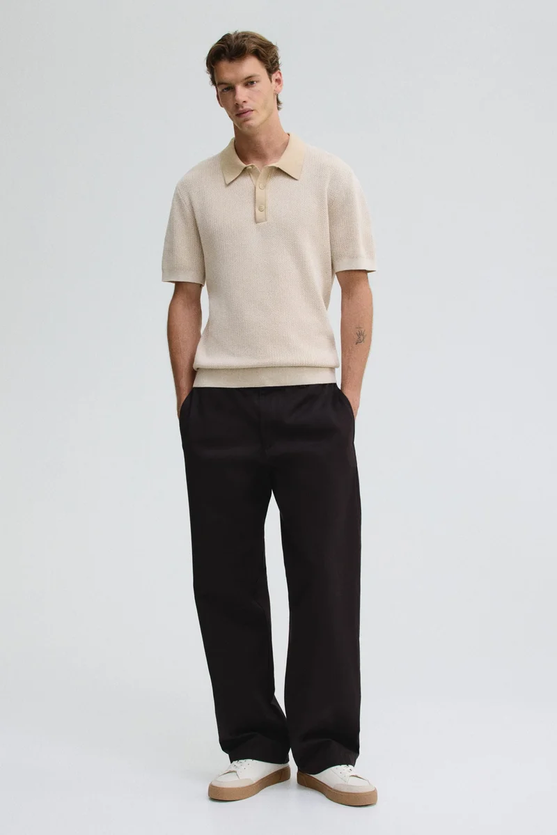 اتش اند ام تي-شيرت بولو محبوك بقصة عادي