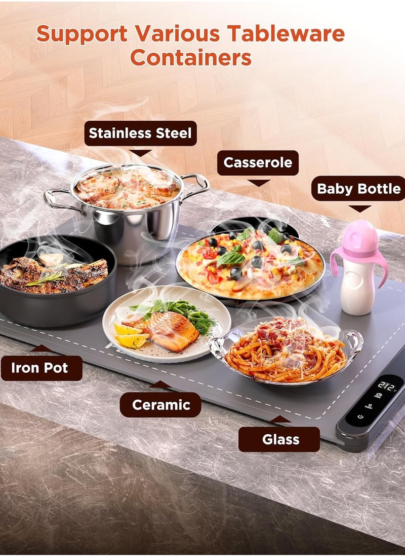 Food Warming Mat for Buffet, Electric Warming Tray to Keep Food Warm at Party, Silicone Heating Mat with 3 Temperature Levels& Auto Shut-Off, Portable Food Warmer for Parties Home Travel(White)  - Image 5
