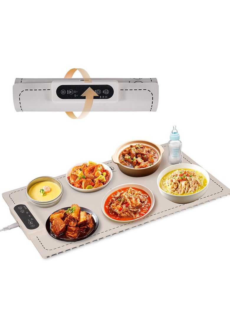 Food Warming Mat for Buffet, Electric Warming Tray to Keep Food Warm at Party, Silicone Heating Mat with 3 Temperature Levels& Auto Shut-Off, Portable Food Warmer for Parties Home Travel(White)  - Image 1
