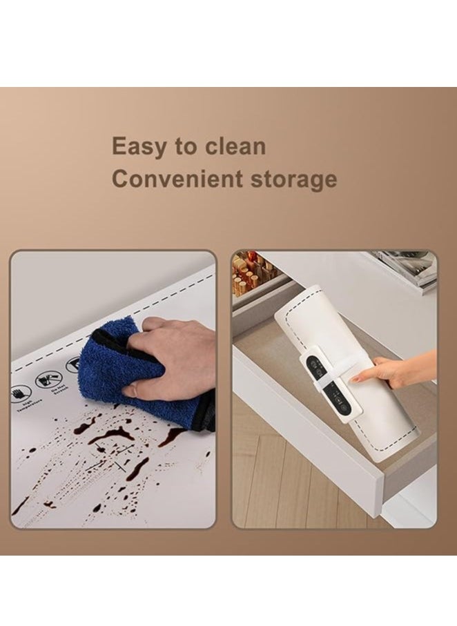 Food Warming Mat for Buffet, Electric Warming Tray to Keep Food Warm at Party, Silicone Heating Mat with 3 Temperature Levels& Auto Shut-Off, Portable Food Warmer for Parties Home Travel(White)  - Image 2