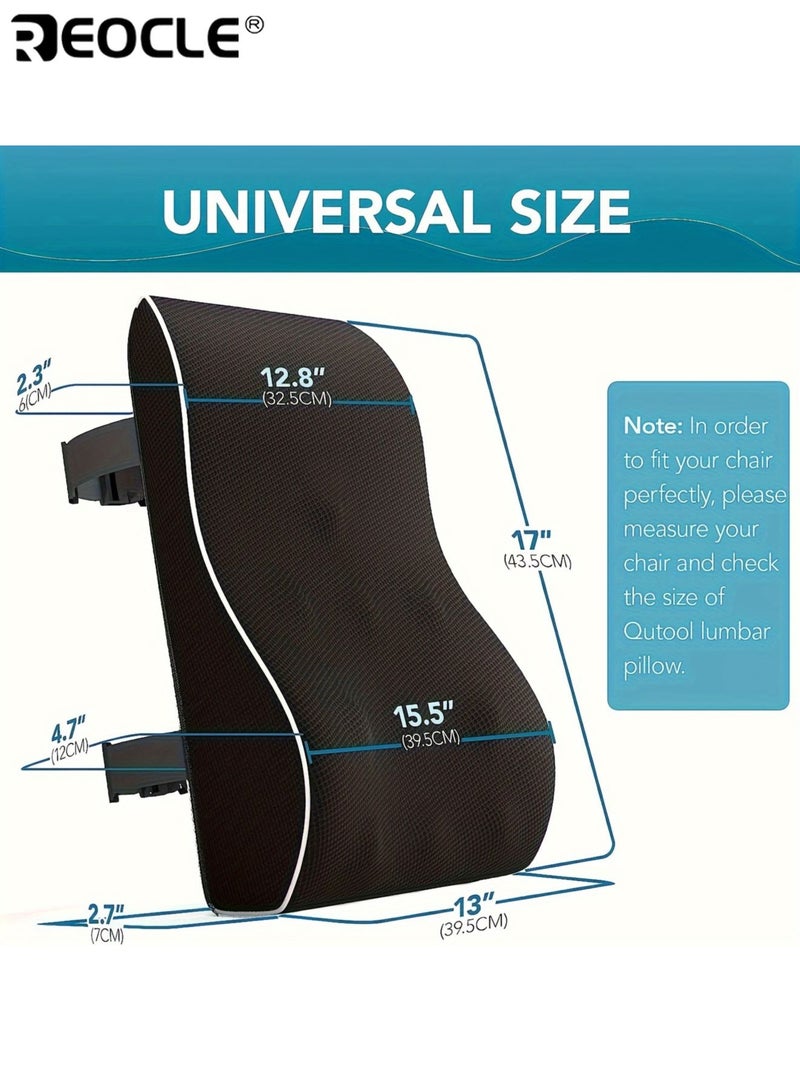 REOCLE Ergonomic Lumbar Support Pillow with Memory Foam Cushion and Adjustable Cover Orthopedic Posture Corrector with Mesh Design for Office Chair Gaming Use - Image 2