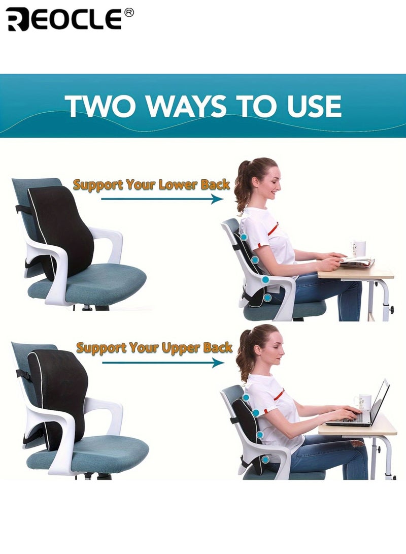 REOCLE Ergonomic Lumbar Support Pillow with Memory Foam Cushion and Adjustable Cover Orthopedic Posture Corrector with Mesh Design for Office Chair Gaming Use - Image 5