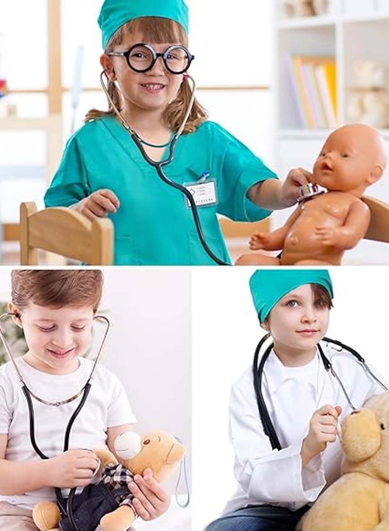 Moovant Doctor Costume Kit for Kids, Pretend Play Playset Nurse Suit Uniform with Stethoscope and Hat, Role Play Dress-Up Set, Themed Parties Gift for Children, Green, M - Image 2