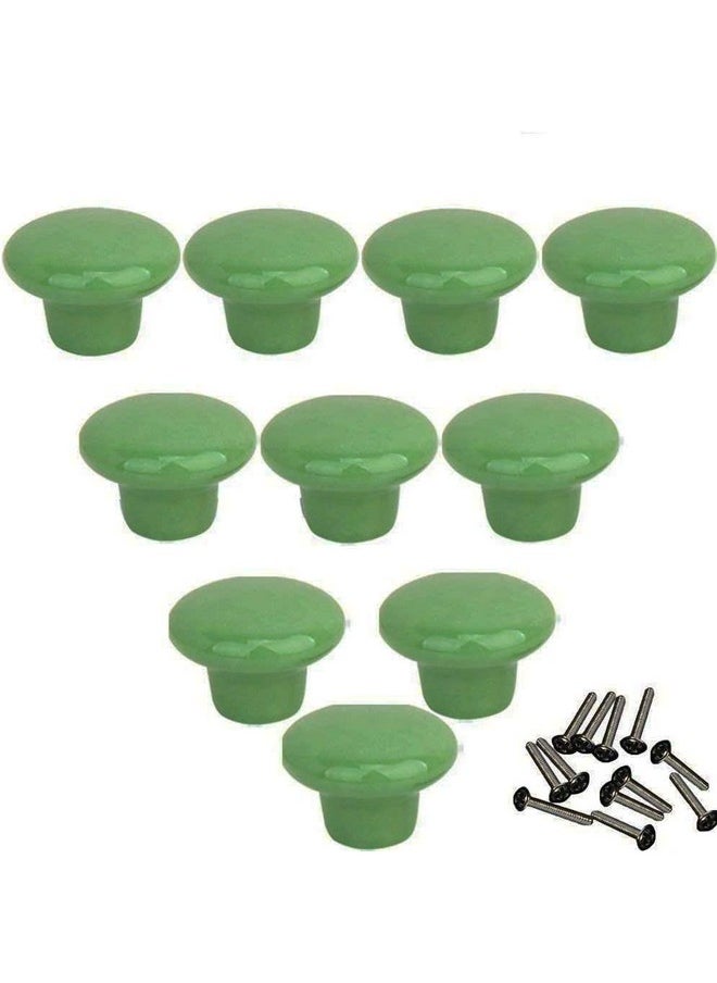 Mallofusa Mallofusa 32mm Cabinet Ceramic Round Pull Knobs for Drawer Dresser Kitchen Wardrobe Handles 10 PCS Green  - Image 1
