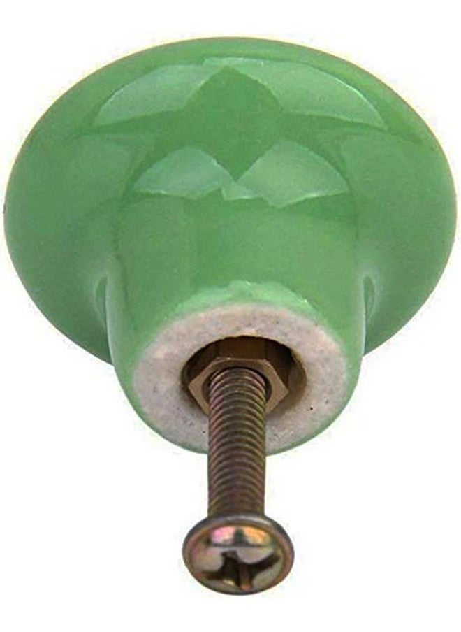 Mallofusa Mallofusa 32mm Cabinet Ceramic Round Pull Knobs for Drawer Dresser Kitchen Wardrobe Handles 10 PCS Green  - Image 2