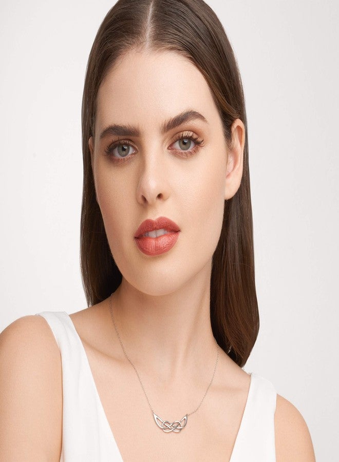 مورجان آند بايدج قلادة مورغان آند بيج من الفضة الإسترليني عيار 925 للنساء، بتصميم عقدة سلتيك إنفينيتي المؤكسدة - قلادة رقيقة وأنيقة ومعقدة للنساء، هدية مجوهرات لها، طولها 18 بوصة - Image 4