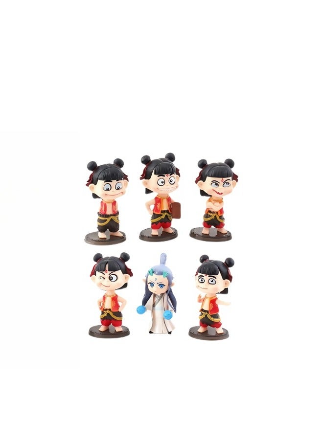 NIBEMINENT 6PCS Ne Zha 2: Devil's Fury Action Figures Set，Nezha 2，Ne zha 2 Toys Office Room Figurine Decor for Fans, Ideal Choice for New Year's Birthday and Valentine's Day（6PCS-PVC） - Image 1