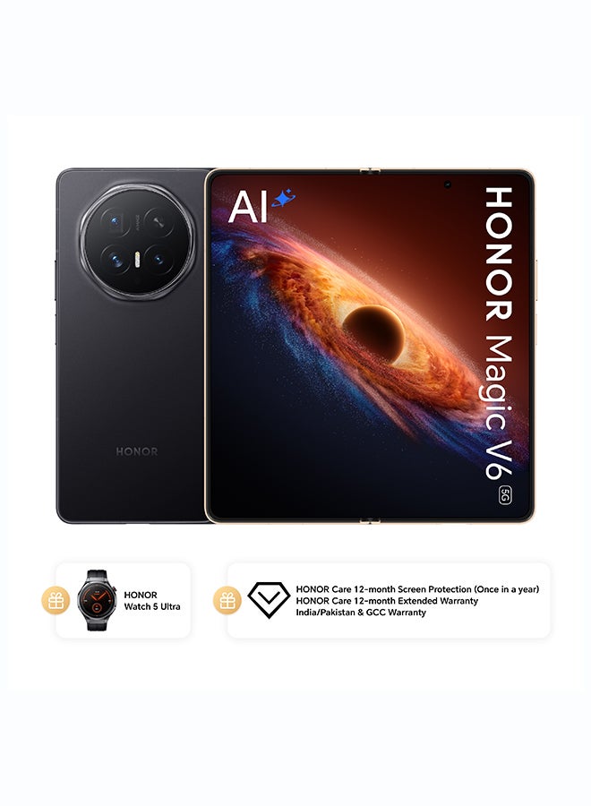 Honor Magic V6 5G Foldable Smartphone Dual SIM 5G Black 16GB RAM 512GB Bundlle With Watch 5 Ultra, 12Month Screen Damage Protection Insurance & 12Month Extended Warranty - Middle East Version - Image 1