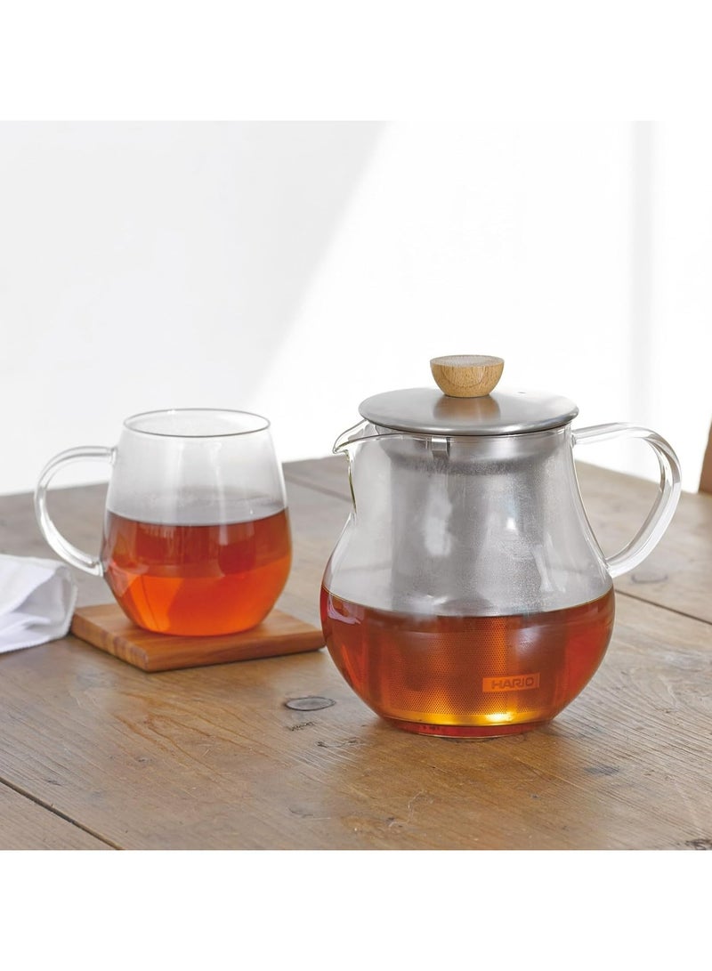 Hario TPC70HSV 700 ml 1Piece Glass Tea Pitcher with Stainless Steel Filter, Clear - Image 2