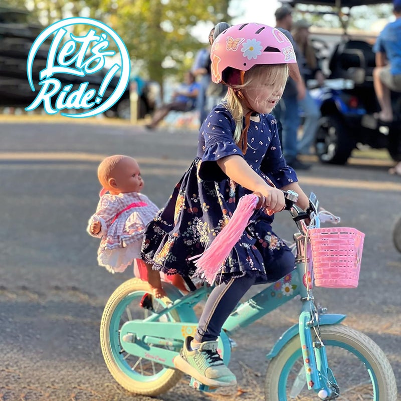 JOYSTAR 12 Inch Kids Bike Little Daisy Girls Bike with Training Wheels Doll Bike Seat Basket & Streamers Princess Kids Bicycle for Girls Toddler of 2-4 Years Toddler Girl Bikes Blue - Image 4