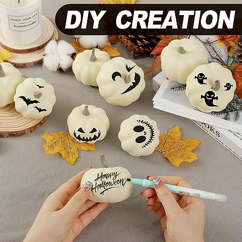 Artgar Pumpkin Decor - White Pumpkin - 10 PCS Mini Pumpkins Harvest Set - Beige Foam Pumpkins for Home Decor DIY, Table, Halloween, Fall, Thanksgiving Decorations - Image 3