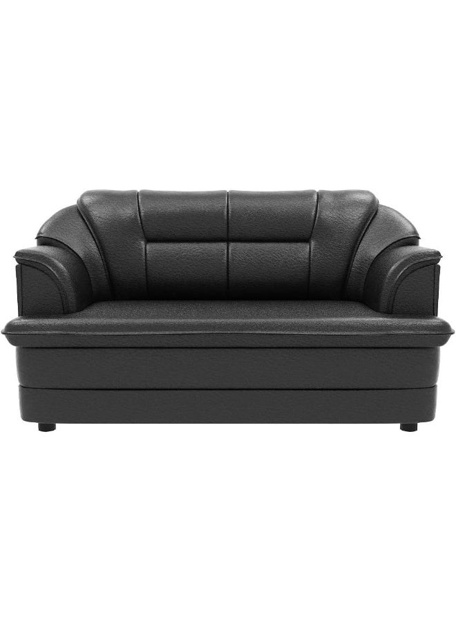 Poppins Home Sofa Set in Lifestyle Leatherette and Polyurethane Foam Elevate Your Space with Distinctive Style (Two Seats, Black) - Image 1