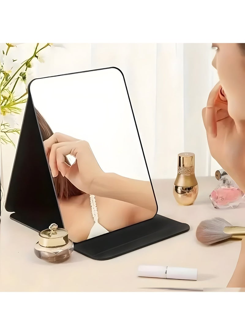 Shein Portable Folding Vanity Mirror with Faux Leather Case – HD Glass Surface – Ideal for Travel & Gifts - Image 1