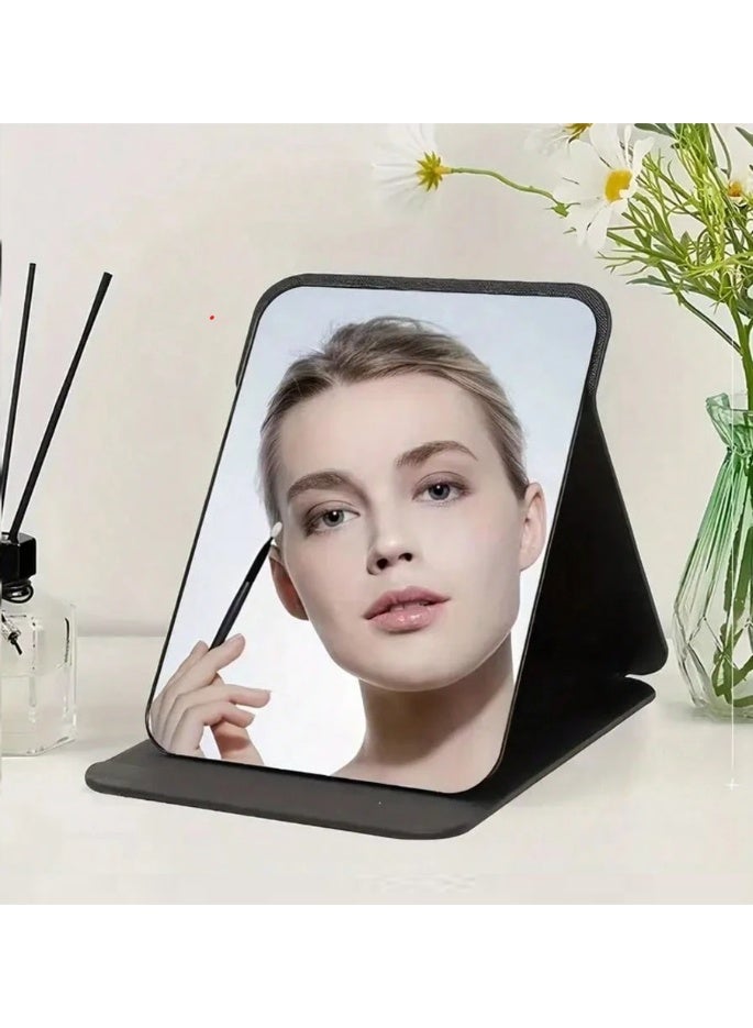 Shein Portable Folding Vanity Mirror with Faux Leather Case – HD Glass Surface – Ideal for Travel & Gifts - Image 4