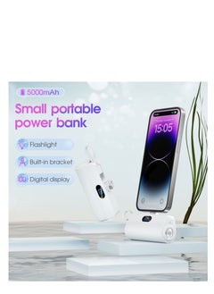 Generic Power Bank,5000mAh Mini Portable Chargeri, with Built in Cables and Foldable Stand & LED Displayand Light – Fast Charging, Compatible for iPhone, Samsung Galaxy, AirPods, iPad, and more (white)  - Image 3