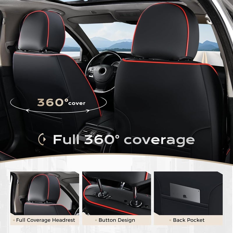 Coverado Luxury Leather Car Seat Covers Full Set - Waterproof Automotive Seat Cover for Most Cars - Image 4