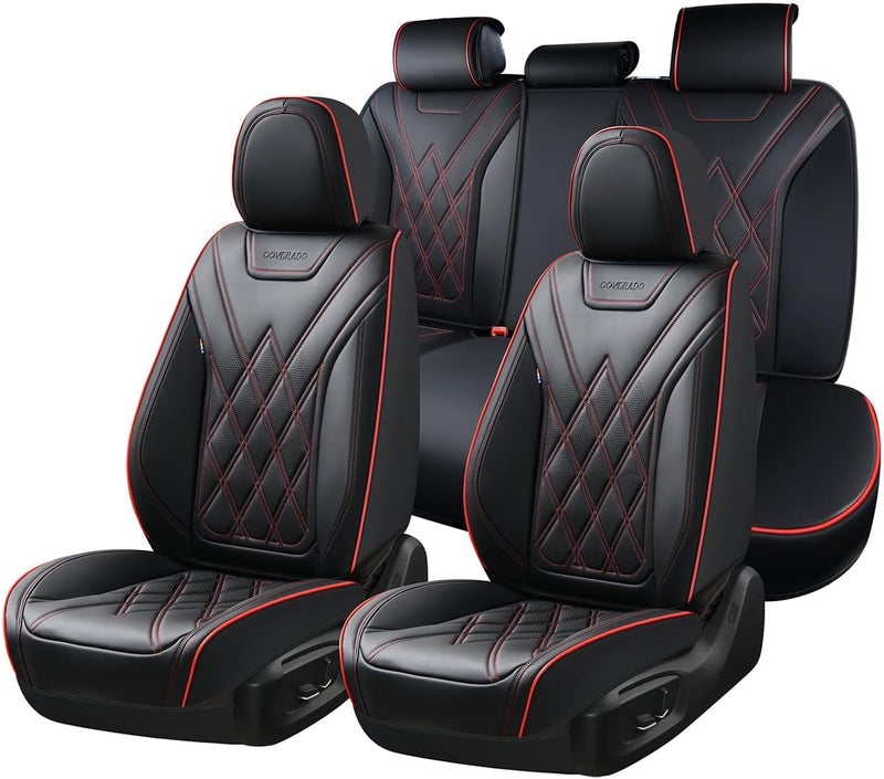 Coverado Luxury Leather Car Seat Covers Full Set - Waterproof Automotive Seat Cover for Most Cars - Image 1