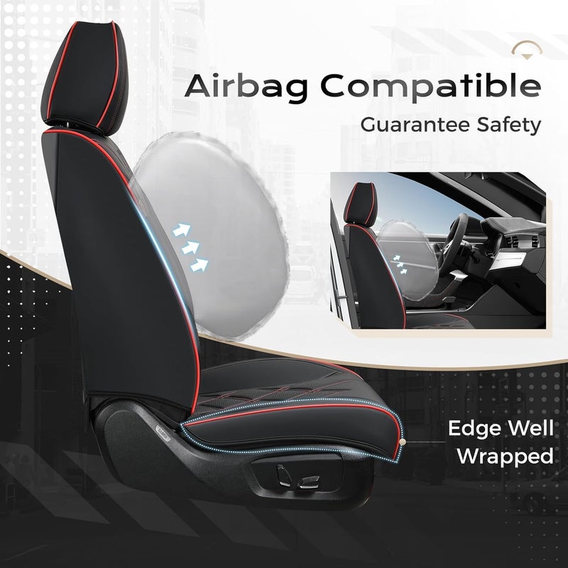 Coverado Luxury Leather Car Seat Covers Full Set - Waterproof Automotive Seat Cover for Most Cars - Image 3