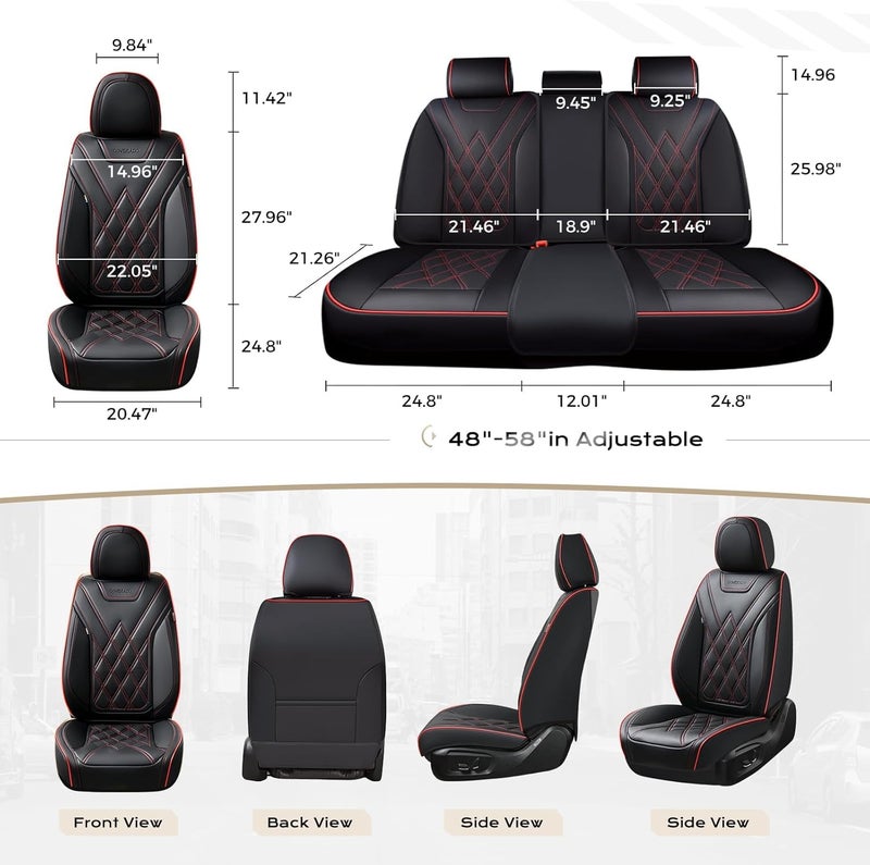 Coverado Luxury Leather Car Seat Covers Full Set - Waterproof Automotive Seat Cover for Most Cars - Image 5