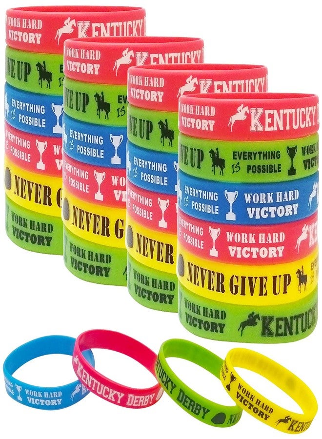 كوبا بلاي مجموعة أساور مطاطية تحفيزية من كوبا بلاي، 48 قطعة، مستوحاة من كنتاكي - أساور سيليكون على شكل خوذة فارس سباق الخيل، هدايا ومستلزمات حفلات وجوائز. - Image 1