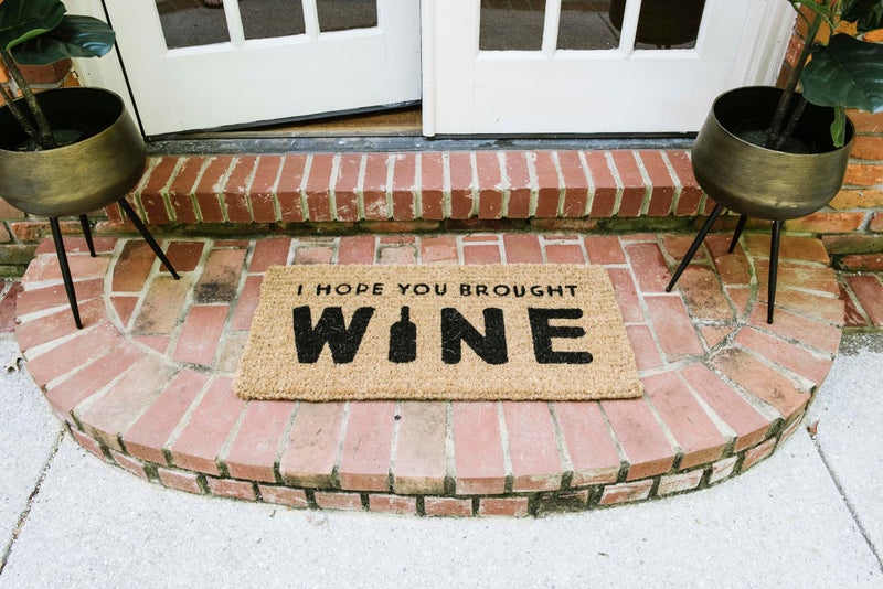 Creative CoOp I Hope You Brought Wine Rectangle Coir Doormat