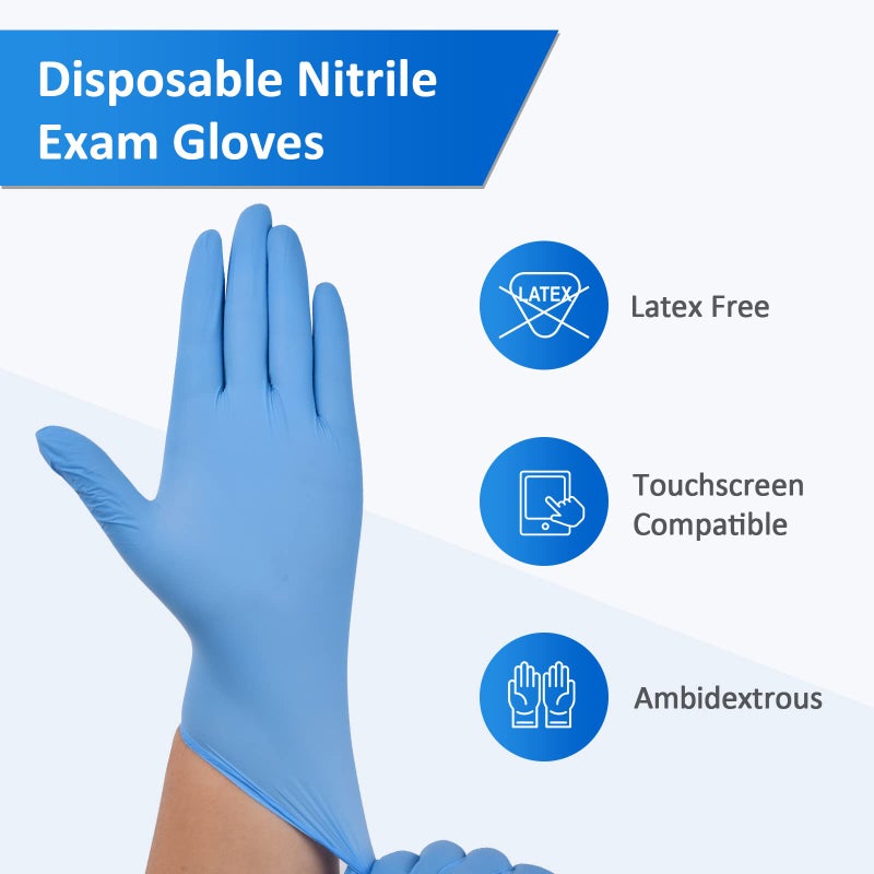 Schneider Nitrile Exam Gloves, 4 Mil, Blue, Large 100-ct Box, Disposable Latex/Powder-Free, Food Safe Rubber Medical/Cleaning Gloves for Cooking & Food Prep, Non-Sterile - Image 2