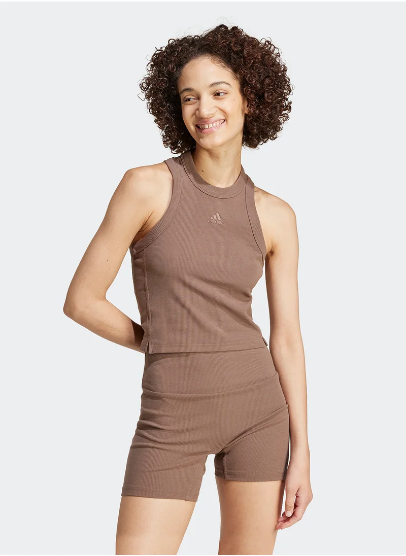 Adidas Lounge Ribbed Cropped Tank Top