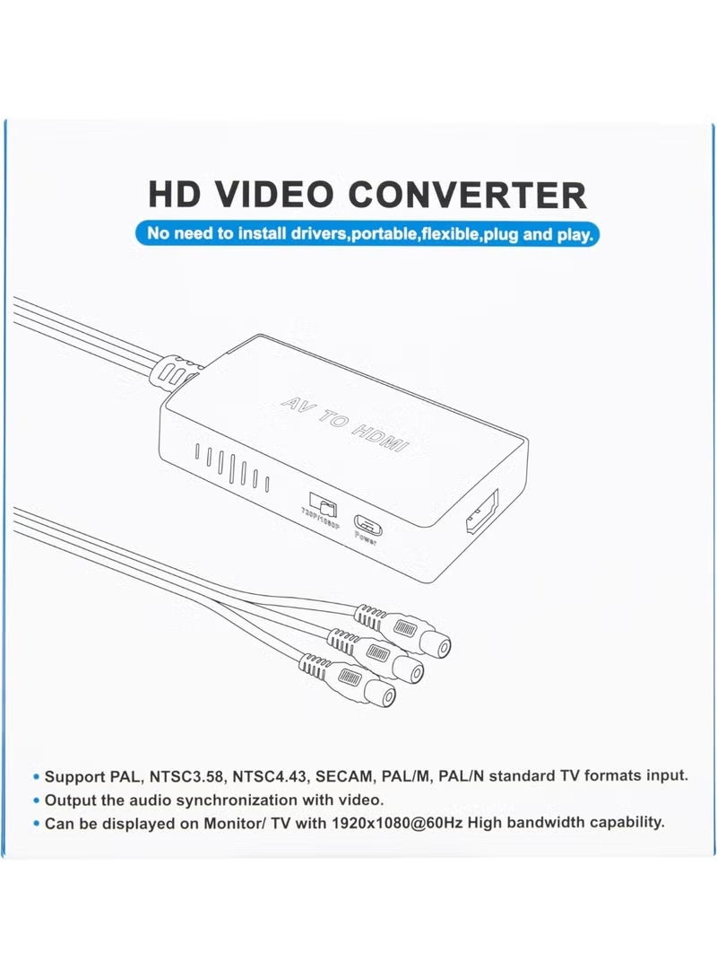igeekwell RCA to HDMI Converter, AV to HDMI Adapter, AV Composite CVBS Video Audio Converter Adapter Supporting 1080P for PS2/PS3/ STB/Xbox VHS/VCR/Blue-Ray DVD Players - Image 2