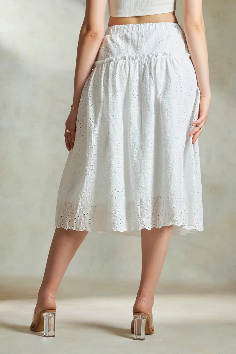 فيرجيو Cotton Schiffli Daywear Skirts for Women