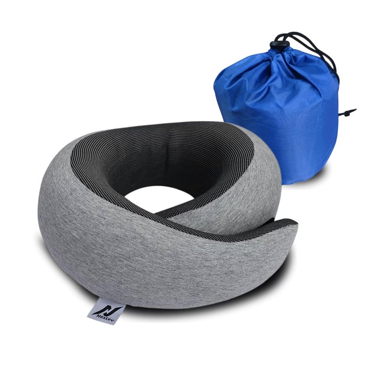 nexlev nexlev Travel Pillow Donut Style 100 Pure Memory Foam Comfortable Breathable Cover Machine Washable Carry Pouch for Storage 360degree Support and Curve Design Airplane Car Home Use NP07 